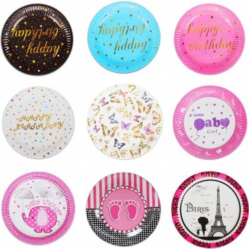 10pcs Disposable tableware set disposable paper plate straw cup gold black red for wedding birthday decoration party supplies