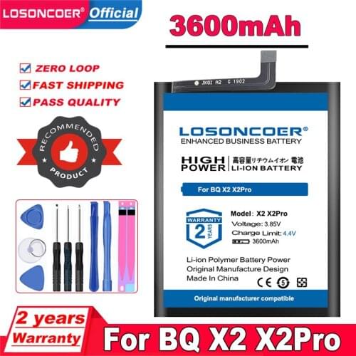 LOSONCOER Top Brand 100% New 3600mAh Battery For BQ X2 X2pro Mobile Phone Battery