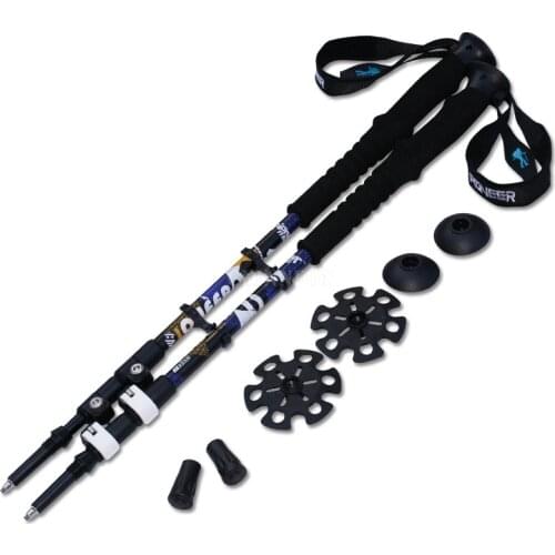 100Pcs/Lot Adjustable Telescopic Aluminum Ski Snowboarding Poles Anti-skidding Crutch Hiking Walking Trekking Stick Alpenstock
