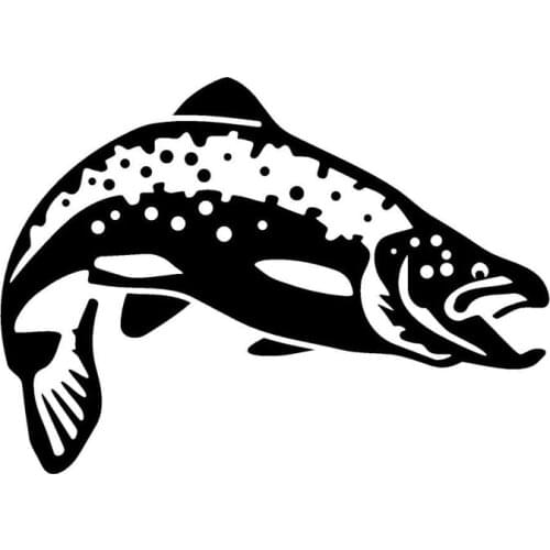 14.2*10.4CM Trout Fishing Car Stickers Personalized Car Styling Motorcycle Accessories Black Silver C2-0571