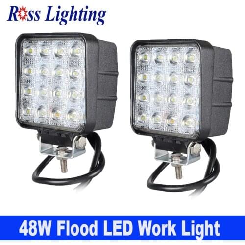 2pcs waterproof 48w Flood/Spot led Work Light bar waterproof CE RoHS offroad truck car LED work light 12v 24v