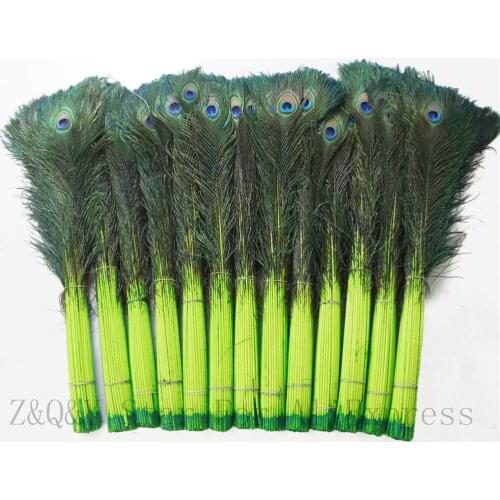 20-100 natural peacock hairs 80-90CM (32-36 inches) direct dyed fruit green DIY craft jewelry clothing accessories feathers