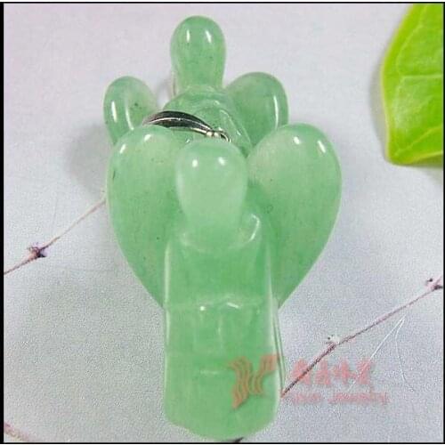 2020 !!! Fashion Natural Green Aventurine Angel Pendants Charms Stone for Necklace Making Jewlery Carved Angel With Wing Pendant