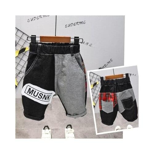 2021 Childrens Short Pants Summer New Baby Boys Matching Letters Short Jeans Korean Style Jeans Toddler Fashion Shorts 2-7Y