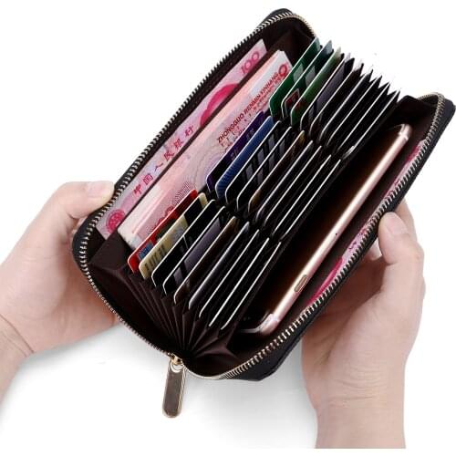 2021 Multi Slots Leather id card holder Large Capacity long card wallet Multifunction bank card holders RFID Zipper Mens wallet