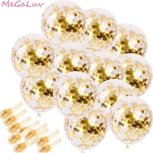 5/10/15/20/25 pcs Birthday Party Decors Gold Confetti Balloon 12inch Latex Balloons Wedding Decors Baby Shower Party Supplies