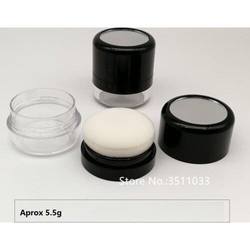 5pcs 10pcs Empty Plastic Loose Powder Compact Container with Puff, Cosmetic Blusher Case with Brush With Mirror Makeup Tool