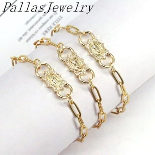 5Pcs Gold Virgin Mother Mary Hollow Lady Charm, Lady Religious Connector Bracelet Charm