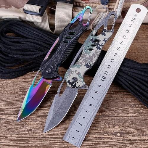 7.87'' Folding Knife Survival Tactical Outdoor Pocket Knife 440C Steel Blade Camping Hiking Hunting Knives Self-defense EDC Tool