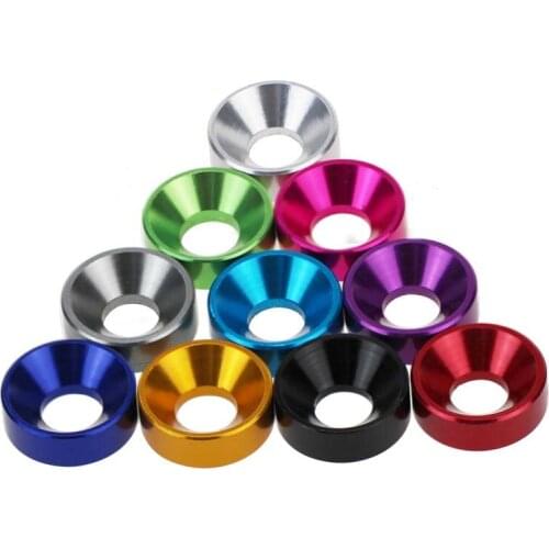7pcs M2.5 M3 fisheye washers cone washer concave holes countersunk hole flat head gaskets aluminum alloy gasket golden color