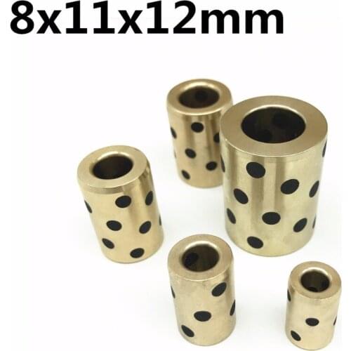 8x11x12 mm linear graphite copper set bearing copper bushing oil self-lubricating bearing JDB for shaft 8mm Copper sleeve