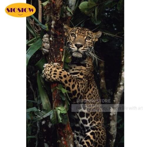 SIOSIOW Diy 5d Diamond Painting Cheetah Leopard Full Square 3D Diamond Mosaic Embroidery Wild Animal Cross Stitch Kit Decor Home