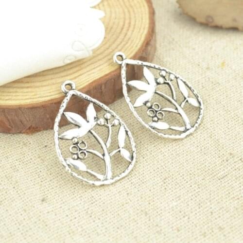 20 Pcs31*21 mm Antique Silver color Tone flower Charms DIY Jewelry Making 2559