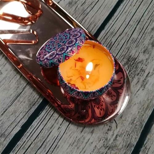 Scented Candles with Flowers Tin Can Fragrance Handmade Scented Candle Natural Soy Wax Home Decoration