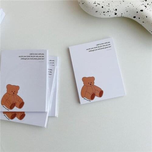 Cartoon Cute Bear Memo Pad Simple Style Students Mini Notebook Office Record Message Paper School Kawaii Stationery Diy 50sheets
