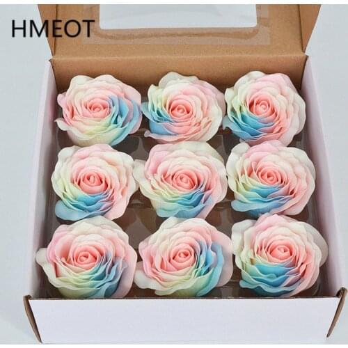 Big 8cm Rainbow Rose Soap Flower Heads Colorful Artificial Eternal Flower Bouquet Creative Gift Box Bouquet Handmade Materials