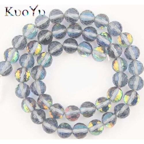 6/8/10mm Faceted Gray MoonStone Glitter Shiny Austrian Crystal Beads Round Loose Spacer Beads For Jewelry Making DIY Bracelet