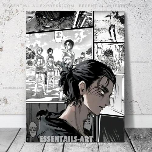 Eren Jaeger Long Hair Attack on Titan Season 4 Manga Canvas Decoration Prints Poster Pictures Home Decor Study Wall Art Painting