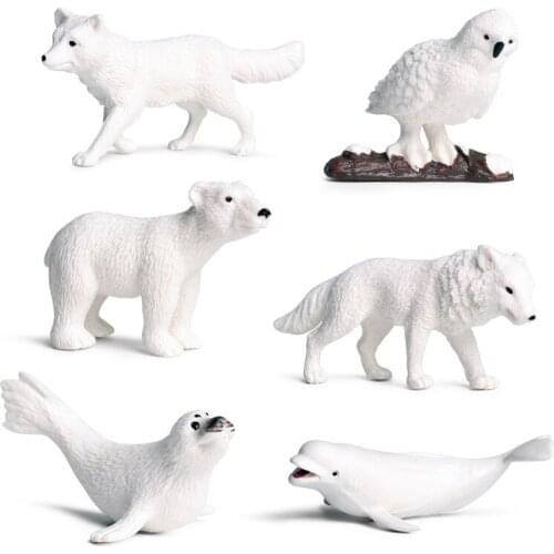 Original Wild Animals White whale Polar Bear Seal Arctic fox Model Action Figure Figurines Miniature Collection Toys For Kids