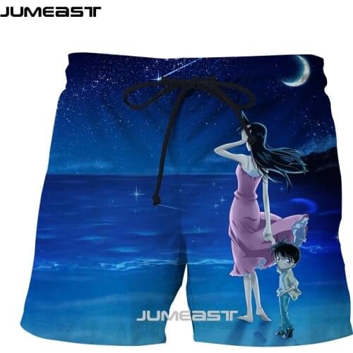 Jumeast Brand Men/Women 3D Printed Cartoon Anime Detective Conan Shorts Trunks New Quick Dry Beach Casual Sweatpants Short Pants