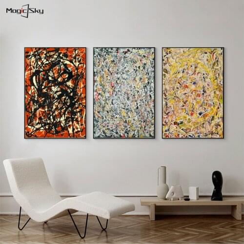 Jackson Pollock Famous Abstract Artwork Oil Paintings Canvas Posters And Prints Wall Art Pictures for LivingRoom Home Decoration
