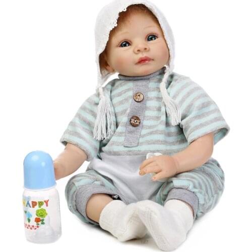 Cute Baby Reborn Dolls Princess Girl Boy Accompany Toys Silicone Dolls Christmas Birthday Gifts with Pacifier and Feeding Bottle