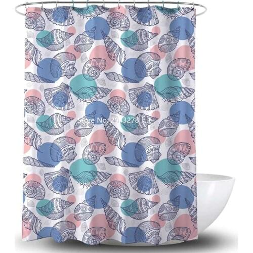 Best-selling Simple Pattern Waterproof and Mildewproof Washable Shower Curtain with Hook Bathroom Decoration Color Printing