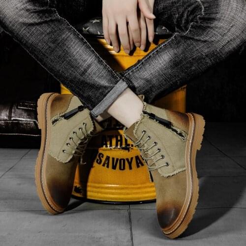 Shoes 2020 Mens Casual Boots Mens Summer Men Leather Western Cowboy Man Shoes High Home Ankle For Punk Heel