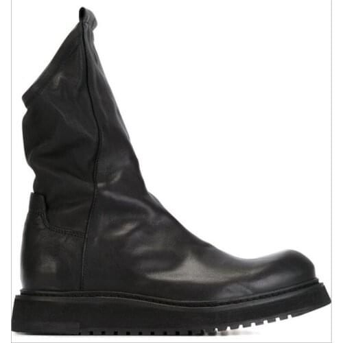 Martin boots mens winter velvet lining high shaft shoes casual leather mens shoes black genuine leather platform boots