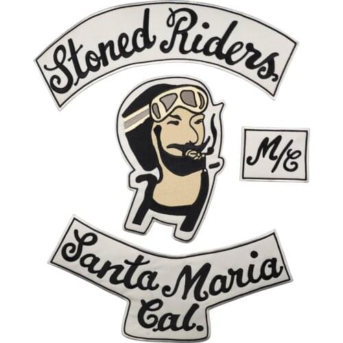 Stoned Rider MC Embroidery Patch Iron on for Clothes DIY Cool Man Appliqued Motorcycle Biker Jacket Free Shipping