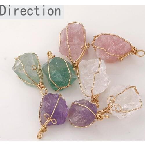 Natural colorful crystal rough pendant diy hand-wound necklace rope pendant accessories material 1PCS