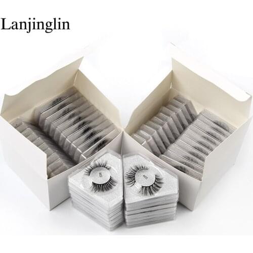 Wholesale faux mink lashes 3d eye bulk 4/50/100pcs fluffy natural false eyelashes set volume soft fake lash package