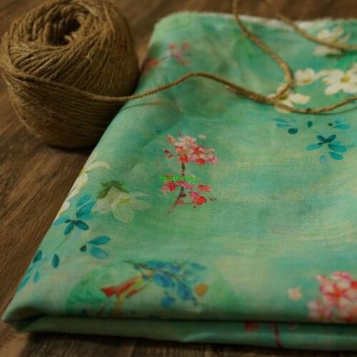 Original designer color printing ramie transparent Chinese style clothing fabric