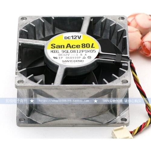 Original 9gl0812p1k05 8038 12V 1.8A 8cm high temperature resistant fan metal case fan