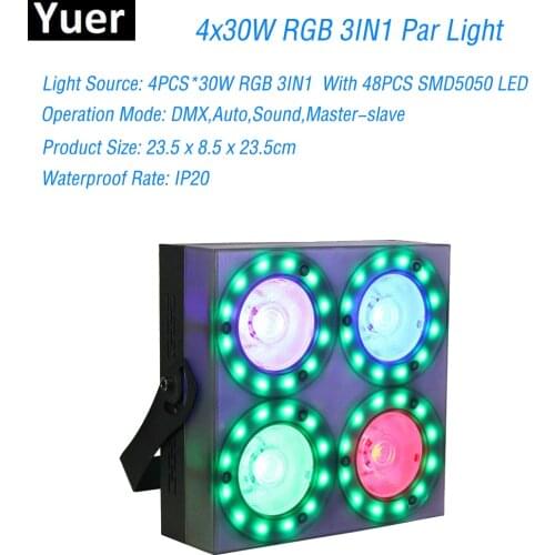 LED Par Show Panel 4x30W RGB 3IN1 48PCS SMD5050 LED Light DMX512 Sound Music Par Light For Party Dj Disco Club Stage Lighting