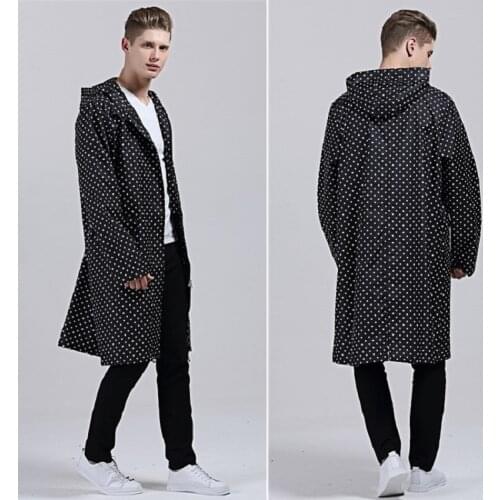 XL Raincoat Men thin Poncho Black With Dot Waterproof long fishing Rain Coat Men Ponchos Jackets Chubasqueros capa de chuva