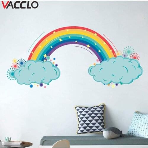 Vacclo Home Decoration Rainbow Sticker Creative Cartoon Children Room PVC Wall Stickers Bedroom Living Room Wall Decor Wallpaper