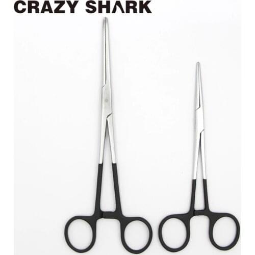 Crazy Shark 6.5''/8.5'Stainless Steel Fly Fishing Forceps Hook Remover Tackle Straight Tip Clamps Fishing Plier Tools