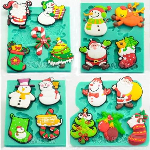 Christmas snowman Silicone soap Moulds chocolate mold Fondant cake Decorating Tools Baking gateau cupcake toppers patisserie