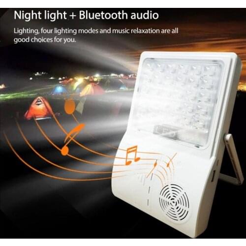 Solar Multifunctional Bluetooth Light Music Warning Panel Light USB Outdoor Light Camping Lighting Emergency Light 20W Warning