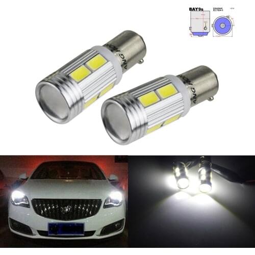 ANGRONG 2pcs 435 H21W BAY9s 10 SMD LED Indicator Reverse Parking Side Light Xenon White