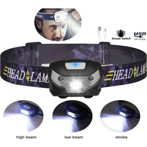 Led Strong Light White Light Usb Charging Sensor Headlight Fishing Waterproof For Erbium Night Camping