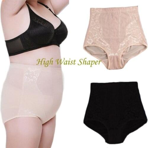 3XL-5XL Waist Trainer Firm Body Shaper Women Plus Size Tummy Control High Waist Briefs Shapewear Lace Female Waist Shaper