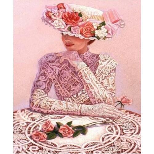 Portrait diamond painting hat women embroidery mosaic diamond dotz lady rhinestone picture puzzle tapestry wall decor stickers