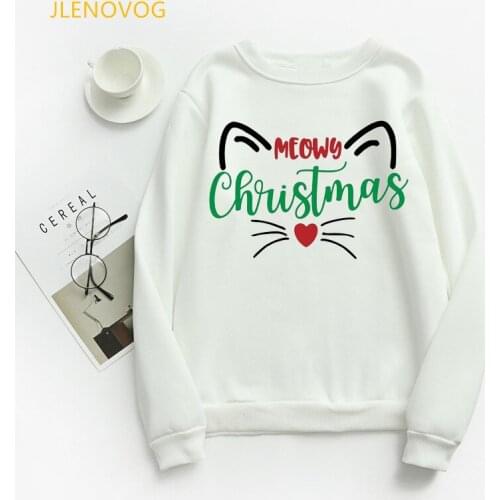 Funny Merry Christmas women hoodies kawaii cat sweatshirt female winter clothes tracksuit sudadera mujer streetwear