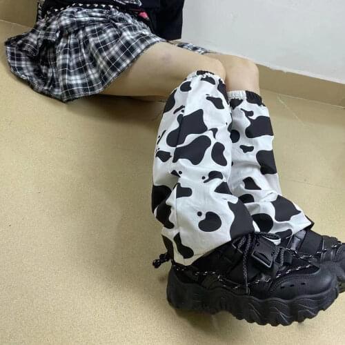 Lady Cool Harajuku Calf-length Streetwear Contrast Color Sweet Jk Student Socks Women Cow Printed Gothic Leg Warmer 2021 Summer