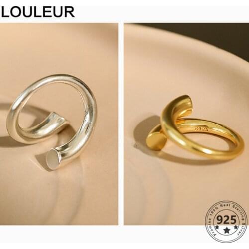 LouLeur News Design 925 Sterling Silver Ring Women Gold Silver Crossover Ring Adjustable For Women Silver 925 Fine Jewelry Gifts