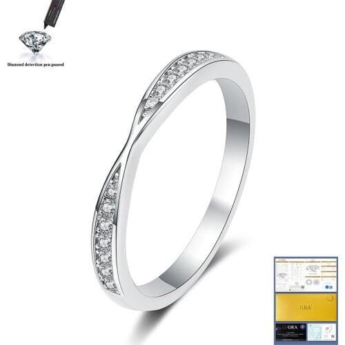 925 Sterling Silver Pass Diamond Test Round Excellent Cut Total 0.13 CT Moissanite Ring for Girls Cocktail Jewelry