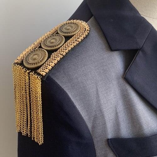 1 Pair Military Star Tassel Link Chain Epaulet Shoulder Badge Epaulette Jewelery Tassel Brooch Epaulet Blazer Accessories Pin