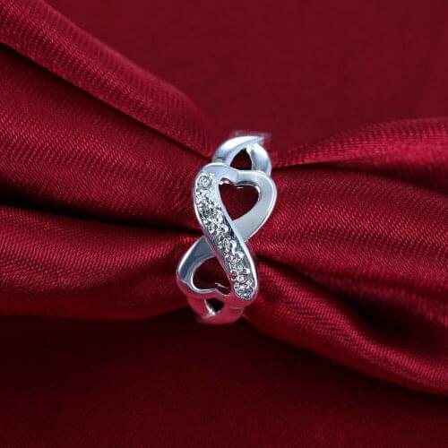 100% 925 Sterling Silver Jewelry Zircon 8 shape Rings for Women Men Size 7 8 9 10 Fashion Wedding Jewelry student gifts